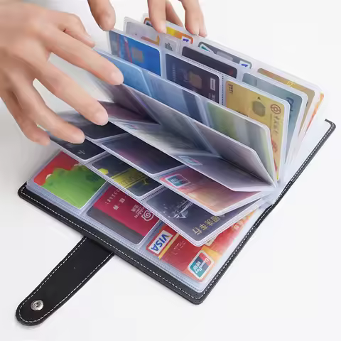 Portable PU Leather Cards ID Credit Card Holder Book Case Organizer Business Cards ID Container Cred