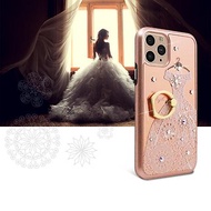 iPhone 11 全系列水晶彩鑽全包鏡面指環扣雙料手機殼-禮服奢華版