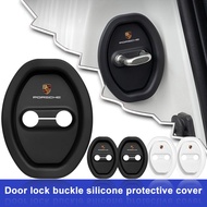 4pcs Silicone Car Door Lock Buckle Protector Cover Accessories For Porsche 911 944 Cayenne Macan Pan