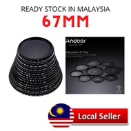 [ Local Ready Stock ] Andoer 67mm ND Fader Neutral Density Adjustable ND2 to ND400 Variable Filter f