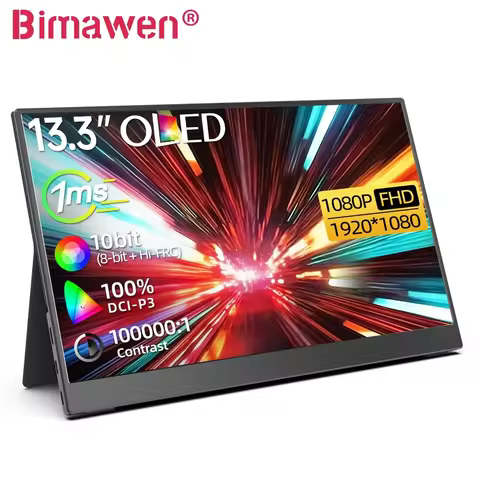 Bimawen 13.3inch OLED Portable Monitor with FHD Screen Response Time 1ms 10bit 100% DCI-P3 Monitor W