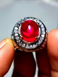 Cincin Batu Akik Merah Siam Bangkok Top Kristal Super Mewah