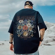 【 M-8XL 】Plus Size M-8XL Korean Unisex Letter Flower Printed Short Sleeve T-shirt for Men/Women Loos