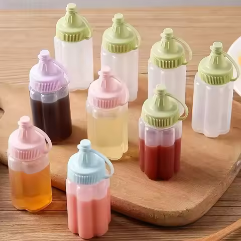 4Pcs Mini Sauce Bottles Condiment Dispenser Ketchup Bottle Mustard Salad Dressing Sauce Bento Contai