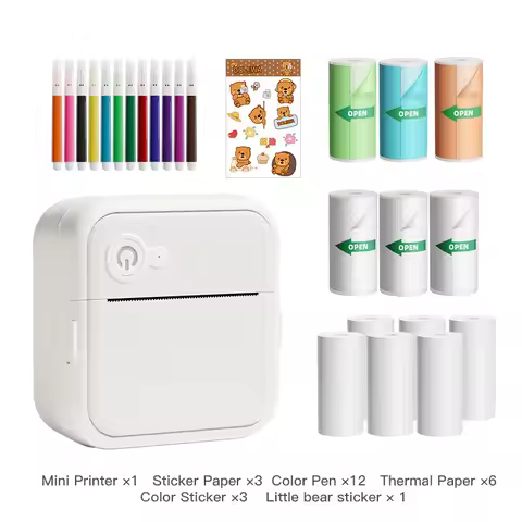 Mini Printer D8 Portable Thermal Stickers Paper Inkless Bluetooth Wireless Printer Android IOS Porta