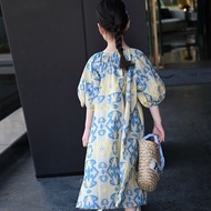 连衣裙dress女童连衣裙2025新款洋气儿童裙子春夏装女孩公主裙泡泡袖花长裙新款26.7.28