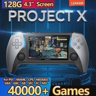 โปรเจ็กต์ใหม่ X กระเป๋าพกพาเครื่องเล่นวิดีโอเกม128g 40000 + เกม4.3 ”IPS รองรับหน้าจอ PS1เกมย้อนยุคลำโพงคู่สเตอริโอ