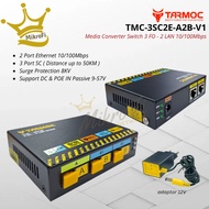 Tarmoc TMC-3SC2E-A2B-V1 | Media Converter Switch 3FO 2LAN / 3 FO 2 LAN 10/ 100Mbps POE IN 9-57 VOLT 