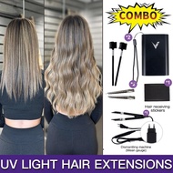 V-Light Mega Hair Strand by Strand Kit and Tweezers | Instant Full Hair Volume Invisible UV Glue | 5
