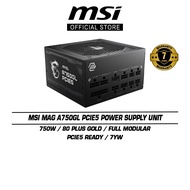 MSI MAG A750GL PCIE5 Power Supply Unit (ATX/750W/Full Modular/PCIE5 Ready/80 Plus Gold)
