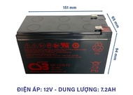 Ắc quy CSB GP1272F2 12V 7.2Ah cho UPS Lưu điện