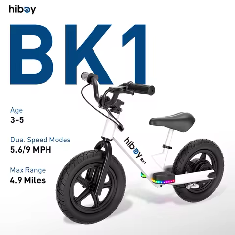 Hiboy BK1 Electric Balance Bike for Kids, 12-Inch Tires, 5.6/9 MPH, Adjustable Seat, Up to 4.9 Miles