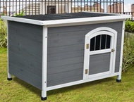 ✅Ready Stock✅ Wooden Dog House Outdoor Pet Kennel Solid Wood Weather Proof Cage Grey Litgrow Home Sangkar Anjing Fence