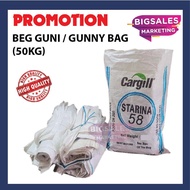 BIGSALES [1 PC] USED Big Recycle Sugar Bag/Fertilizer/Fruits/Feeds (50kg) PP Woven Gunny Bag Sack Beg Guni/Sampah Kosong Terpakai Besar