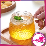 Gelas Mug Cangkir Kaca tebal dengan tutup dan sendoknya ukuran 320ml dan 350 ml