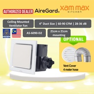 (FREE SHIPPING) Airegard AS6090 D2 Square Package - 4" Exhaust Fan Ventilator [Silent Series] AS-609