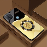 Ốp Lưng cho OPPO A15/A15s Mặt kính cường lực cao cấp Họa tiết RỒNG VÀNG