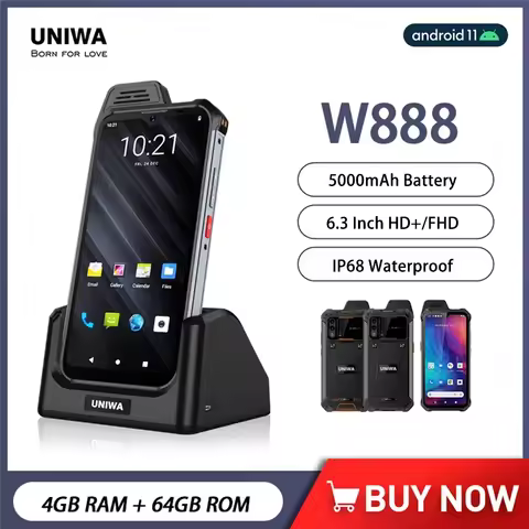 UNIWA W888 IP68 Waterproof 4G Smartphone Walkie Talkie 6.3 Inch FHD/HD 4GB+64GB Mobile Phones 5000mA
