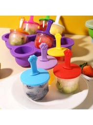 1入組矽膠冰淇淋模具附帶彩色貓爪棒、矽膠蓋子和迷你蛋糕烘焙工具