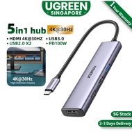 UGREEN USB C Hub, 5in1 HUB 4K30Hz HDMI, 100W Power Delivery, 3 USB A Data Ports, USB C Hub Multiport