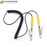 MIOSHOP Anti-Static ESD Grounding Cable, Black 180cm / 71" Coiled Cord, Polyurethane Male-to-Female 