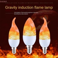SUSANMY LED Flame Light Bulbs, Chandelier Base E14 E27 Candle Fire Light Bulb, Durable 2W Plastic Fl