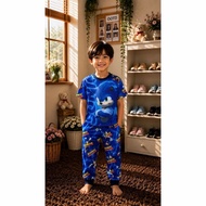 Baju tidur budak micro jersy sonic blue