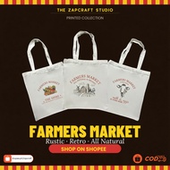 Zapcraft Canvas Tote Bag Farmers Market Vintage Print Aesthetic
