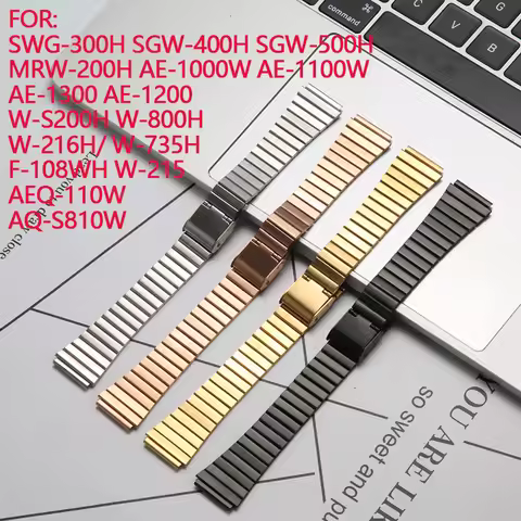 18mm Metal Watchband For Casio AE1200 MRW-200H W-S200H AE-1000W F105 Stainless Steel Strap Classic S