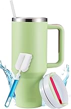 Temede Thermal Mug with Straw and Handle, 30 oz/0.9 L, Large Drinking Cup with Lid and Straw, Coffee