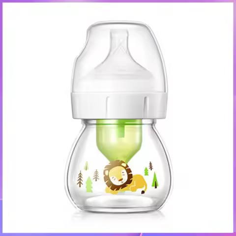 Dr. Brown's newborn wide-bore glass bottle, preemie silicone teat, 60ML for babies 0 to 3 months/Ant