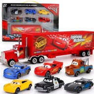 Permainan MCQUEEN Lorry dengan 6pcs kereta/ MCQUEEN Pixar Cars 3 Mack Uncle Truck Diecast Metal Car 