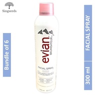 [6 Bottles] Evian Brumisateur Natural Mineral Water Facial Spray 300ML