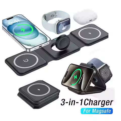 3 in 1 Magnetic Wireless Charger Pad for iPhone 17 16 15-12 Pro Max Apple Watch 9 8 AirPods Chargers