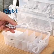 [Out-t] 5partment Storage Box With Lid See-Through Charge Cable Organizer Box Data Cable Management 