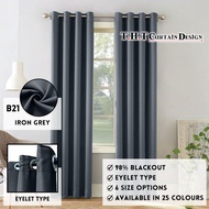 B21Ready Made Curtain 90%Blackout Siap Jahit Langsir(Free Eyelet/Ring)Langsir RAYA Kain Tebal 100%Polyester Blackout