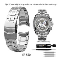 For Casio EF-550 Mens Stainless Steel Watchband EDIFICE Series 5051 EF-524D Bracelet Waterproof Sili