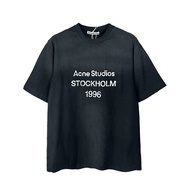 ACNE Summer A womens C style letter printing pure cotton washed old retro mens casual T-shirt short 