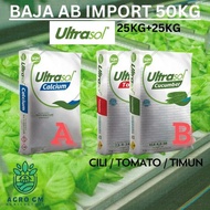 Baja AB 50KG ULTRASOL IMPORT QUALITY 200L water Timun Cili Tomato AB FERTILIZER fertigasi hydroponik