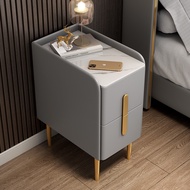 Q-6/F7NN1Solid Wood Stone Plate Leather Minimalistic Modern Mini Bedside Table Bedroom Smart Net Red