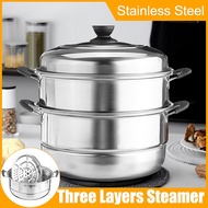 28CM/30CM 410  Stainless Steel pot Three layer Soup Pot Nonmagnetic Cooking Multi purpose Cookware Non stick Pan induction cooker pot