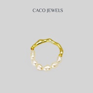 CACO Freshwater Pearl Ring 18K Gold Plated "Connect" (1 Piece)