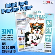 CUYI 3in1 Dark Transfer Paper A4 Size 20sheets Inkjet Dark Transfer Paper