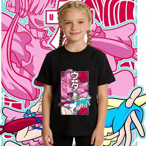One Piece Uta Anime Print Boys Girls Cotton T Shirt Kids Casual Summer Top Soft Breathable Daily Wea