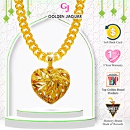 Emas Jaguar (9.18 g) GJ Rantai Leher Necklace Papan 0.4 + Loket Love Hollow Kikir 24K Gold Plated (4