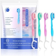 5 in 1 Mini Toothbrush & Floss & Tongue Scraper & Toothpick Set - 5 in 1 Toothbrush & Floss, 5 in 1 