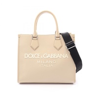 【二手】 DOLCE & GABBANA手提包，Logo，購物袋，小號，兩用，米色，尼龍和皮革材質，Logo購物袋，小號