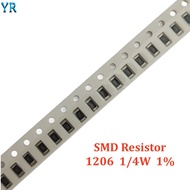 【Special Promotion】 100Pcs 1206 1% SMD Resistor 0R 10M 1/4W 16K 43K 8.2M 1.3M 3.6 ohm 7.5K 36K 220K