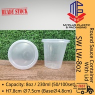 8oz PP Round Container With Lid 50/100sets± SW LW-8oz - Disposable Plastic PP Food - 8 oz - Bekas Sa