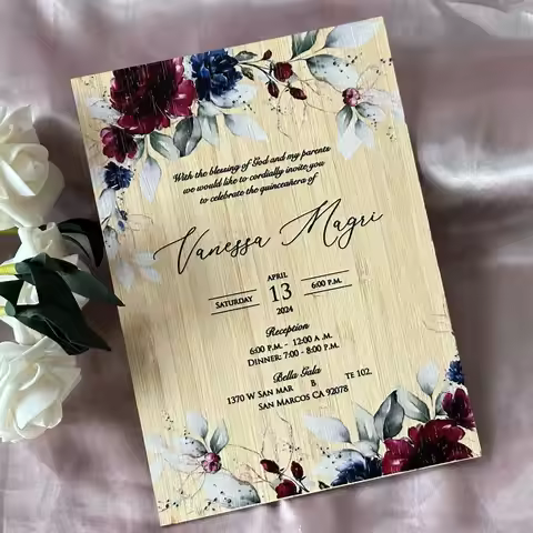 10pcs Wooden Board Wedding Invitation, Custom Invites Dinner Menu,Birthday,Christening Invitation fo
